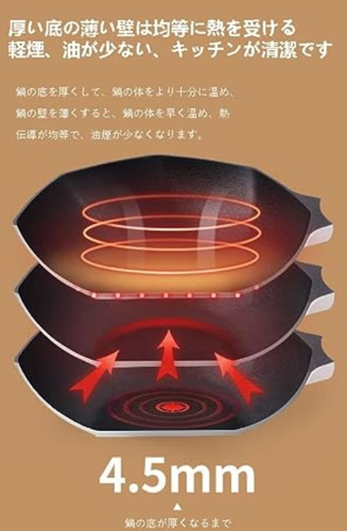  Maifan石ノンスティック八角形鍋家庭用キッチン卸売調理器具フライパン鍋電磁調理器を介して (ベージュ (32cm))画像7 