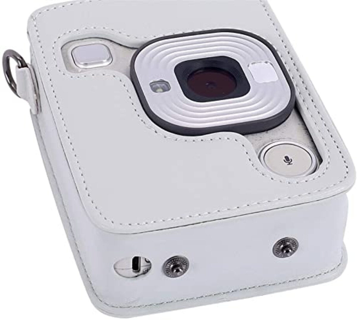  富士FUJIFILM instax mini LiPlay インスタントカメラ専用ケース 保護カバー カメラケース 全面保護 PUレザー 傷つけ防止 ショルダーストラップ付き 携帯便利 (白)画像3 