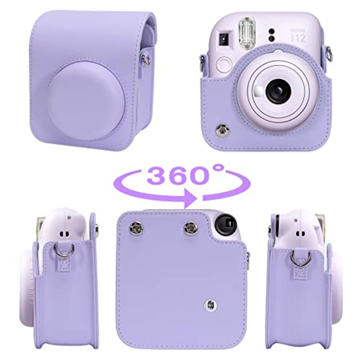  【Aenllosi 専用収納ケース】互換品 FUJIFILM チェキ instax mini 12 / 11 インスタントカメラ INS MINI 12 ショルダーストラップ付き ライラックパープル（ケースのみ）画像2 