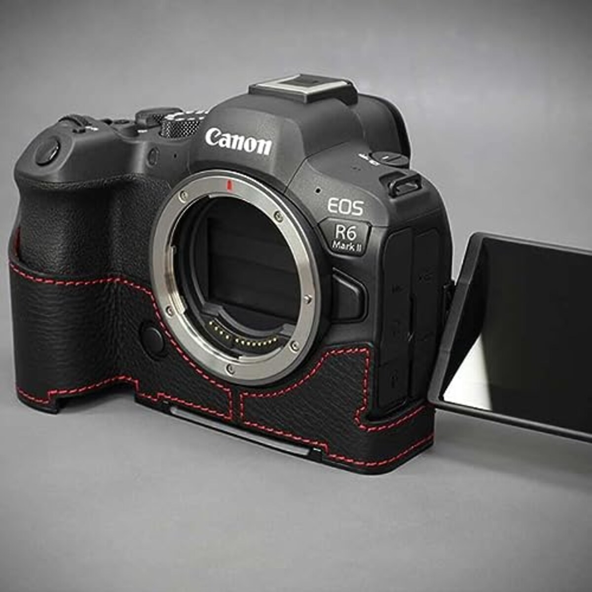  カメラケース Lims リムズ Canon EOS R6 Mark II 専用 イタリアンレザー カメラケース Black ブラック おしゃれ かっこいい 高級 牛革 ケース メタルプレート バッテリー交換可能 キャノン キヤノン イオス CN-EOSR62BK LIM'S lims リムズカメラケース 日本正規販売店 (Black)画像6 