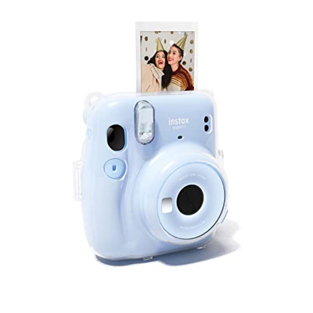  HIYQIN チェキ mini11 ケース、富士フイルム Instax Mini 11 カメラ用クリアケース 透明保護カバー ハードシェルカバー ショルダーストラップ付き 写真収納ポケット付き画像3 