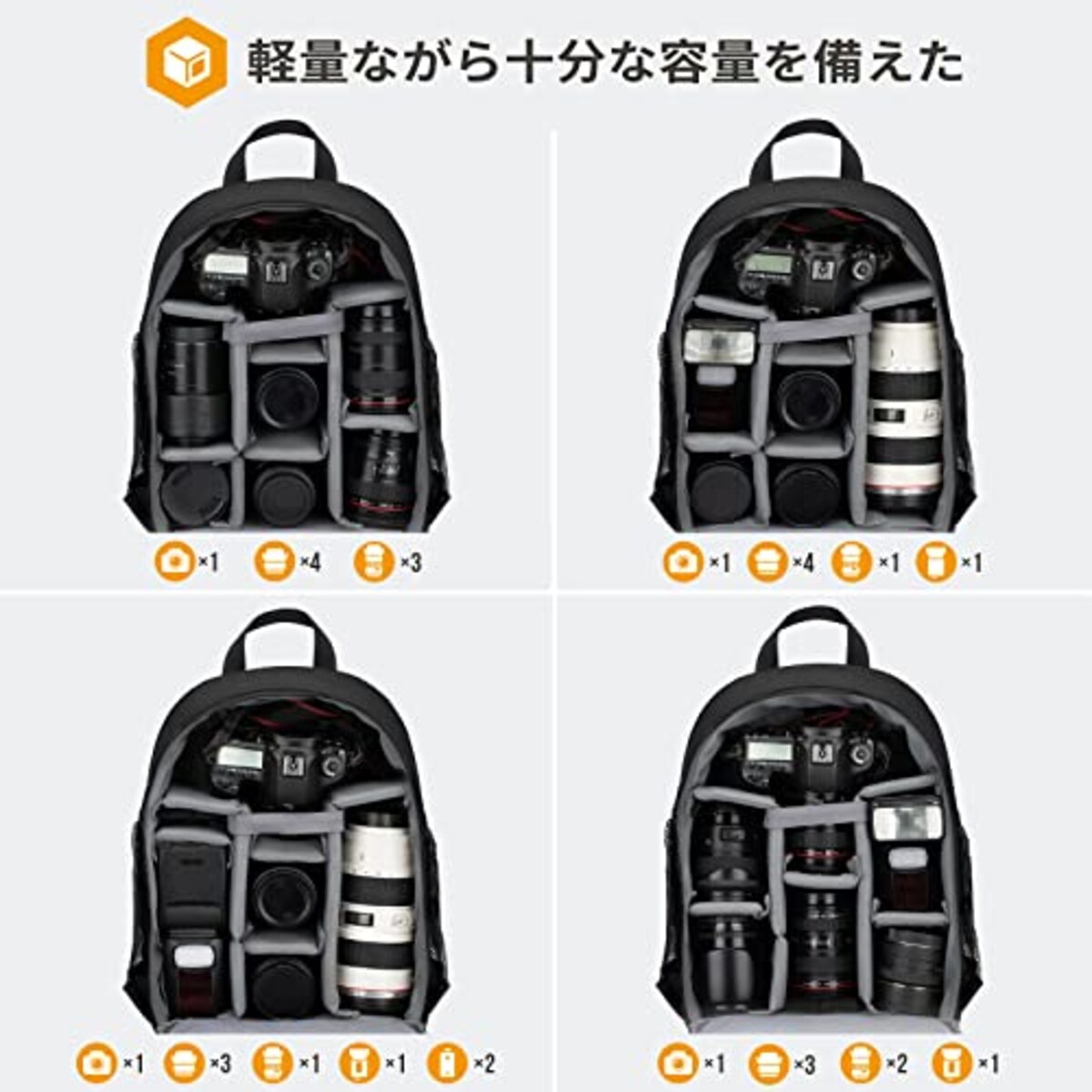  [TARION] カメラバッグ 軽量 コンパクト 十分な容量 三脚収納 カメラバックパック レインカバー付き カメラリュック カメラ バッグ リュック カメラケース 一眼レフカメラ ドローン用 撮影用バッグ 日常用バッグ ブラック TBS画像3 