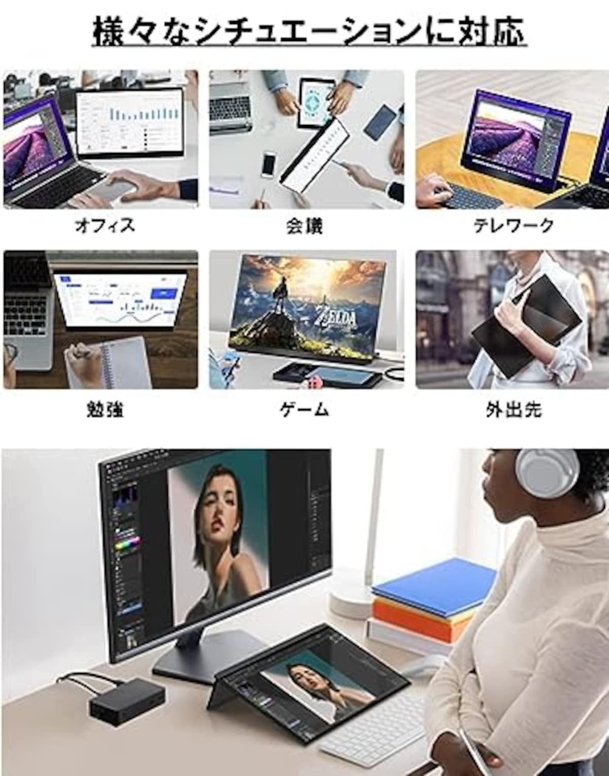  モバイルモニター 144Hz EHOMEWEI 15.6インチ 2K ゲーミングモニター 1ms 2560x1440 非光沢 DCI-P3 デジタルシネマ規格 FreeSync IPS液晶 軽量 薄型 スピーカー内蔵 iPhone/PS4/PS5/XBOX/Switch/PC/Mac対応 ケース付 メーカー3年保証 LQG-156NW画像7 