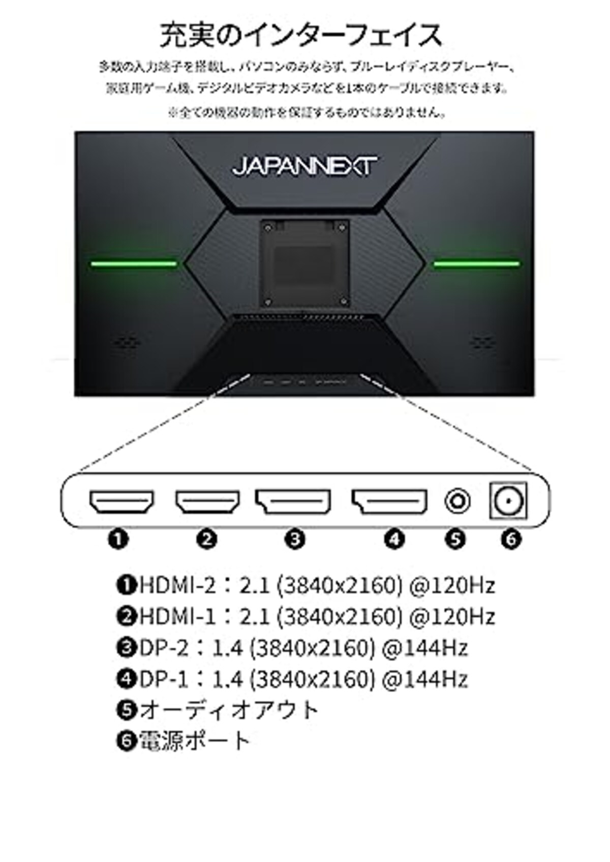  JAPANNEXT 28インチ 4K(3840x2160)解像度 144Hzリフレッシュレート対応 4Kゲーミングモニター JN-IPS28G144UHDR HDMI DP PBP/PIP対応 sRGB 100% DCI-P3 90% VRR対応画像5 