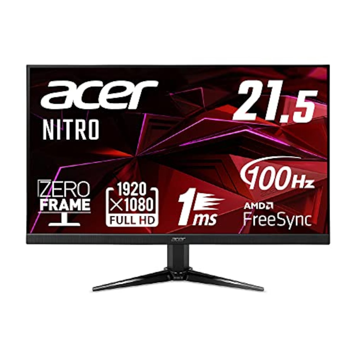 日本エイサー 【Amazon.co.jp限定】 Acer Nitro ゲーミングモニター 21.5インチ VA 非光沢 フルHD 100Hz 1ms(VRB) HDMI ミニD-Sub15 VESAマウント対応 スピーカー内蔵 ヘッドホン端子 AMD FreeSync QG221QHbmiix PC/PS4/Switch向き