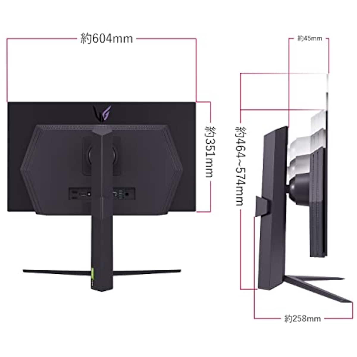  LG ゲーミングモニター UltraGear 27GR95QE-B 26.5インチ 有機EL WQHD(2560×1440)@240Hz / アンチグレア / 応答速度0.03ms(GTG) / DCI-P3 98.5% / G-SYNC Compatible、Freesync Premium/HDMI×2,DP画像10 