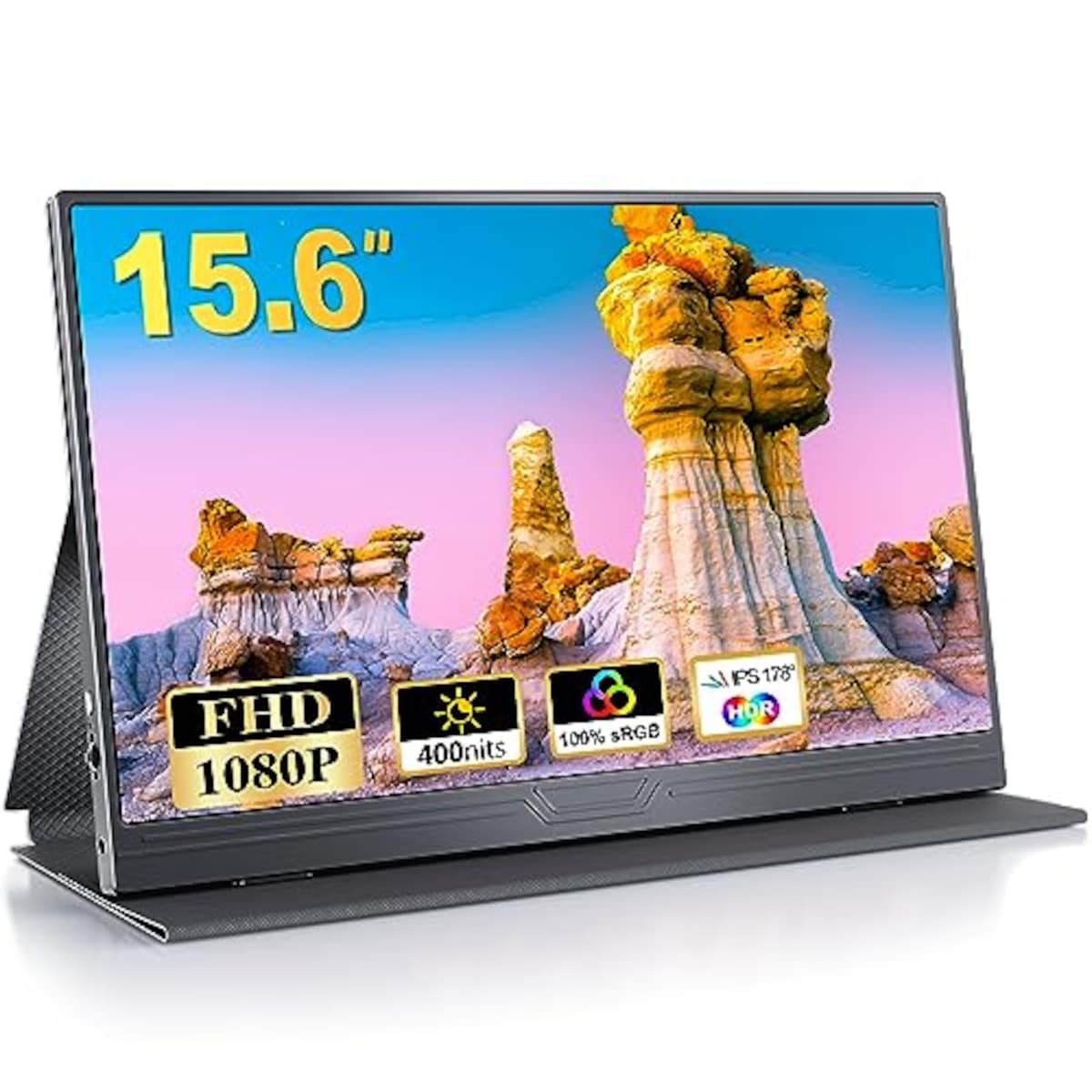 CUIUIC モバイルモニター 15.6インチ モバイルディスプレイ 1920x1080FHD ゲーミングモニター スイッチ用モニター 高輝度400nits 非光沢IPSパネル 100%sRGB HDRモード対応 薄型 スピーカー内蔵 ブルーライト機能 PS4/PS5/XBOX/Switch/PC/Macなど対応 マグネット保護カバー付き テレワーク リモートワーク