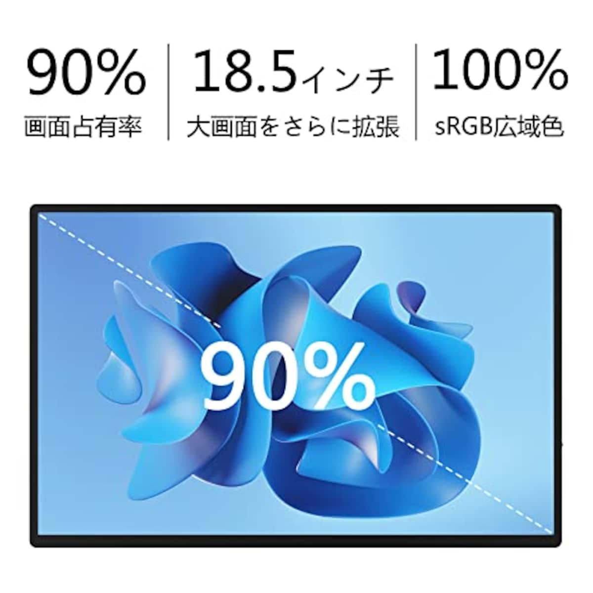  Acouto XC18 モバイルモニター 18.5インチ 疲れ目軽減/青色光源を低減 モバイルディスプレイ ゲーム スイッチ用 USB Type-C/HDMI【1920x1080/非光沢/内蔵スピーカー/スタンド付/IPSパネル/VESA対応】PS5/XBOX/Switch/PC/Macスマホなど対応画像2 