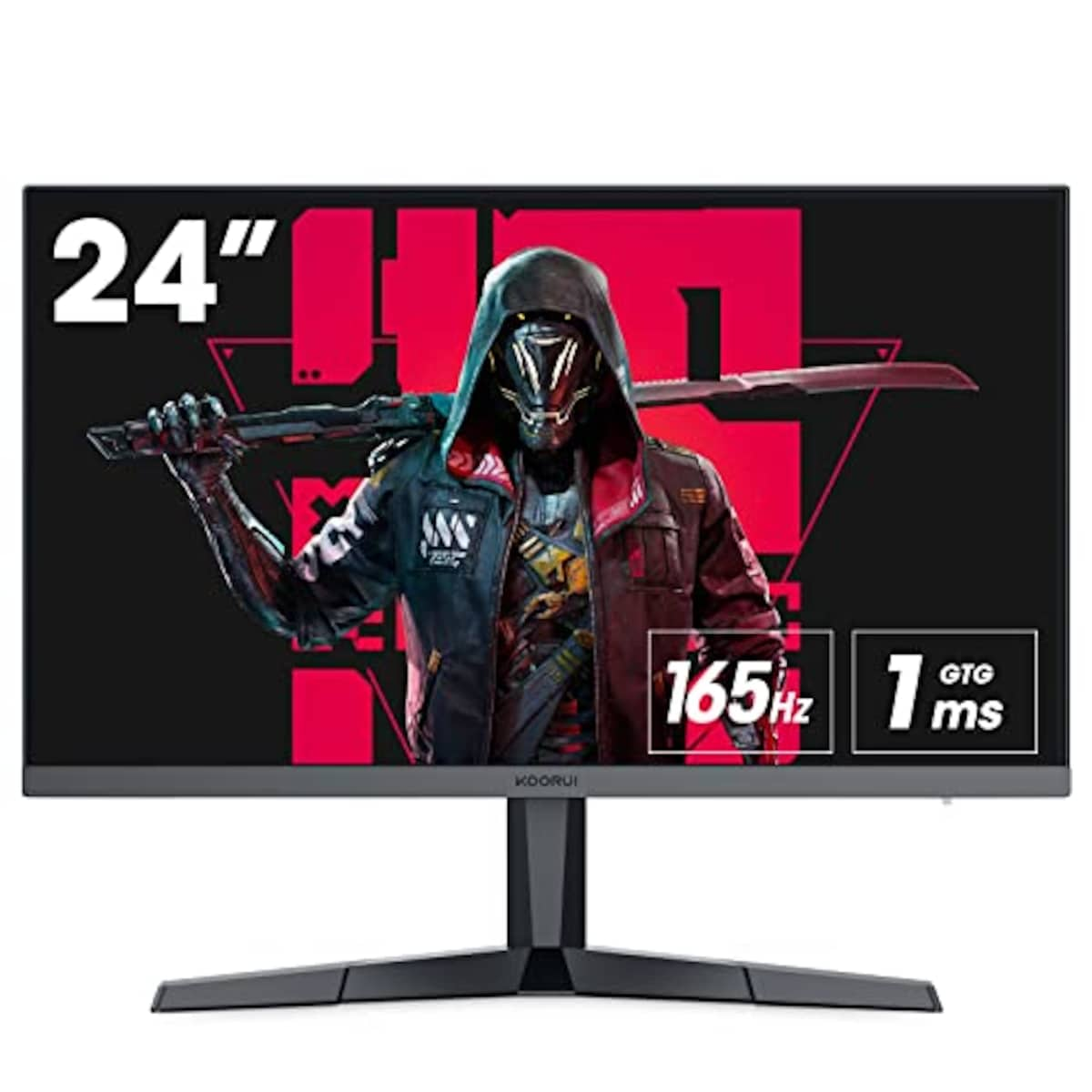 KOORUI ゲーミングモニター 24 インチ IPSパネル 165Hz 1ms FreeSync対応 傾き調節 ゲームモニター ディスプレイ HDMI×2 DisplayPort