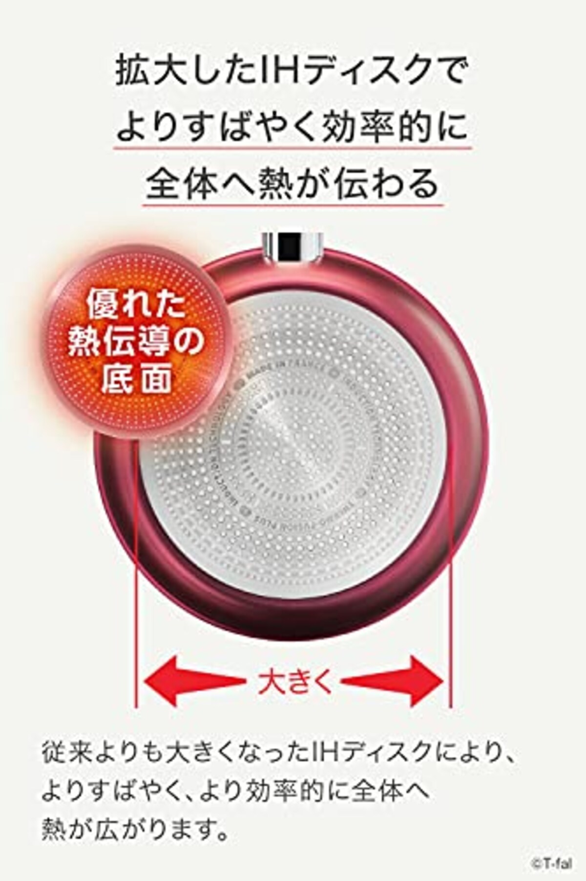  ティファール フライパン 28cm IH ガス火対応 「IHルージュ・アンリミテッド フライパン」 こびりつきにくい レッド G26206画像5 