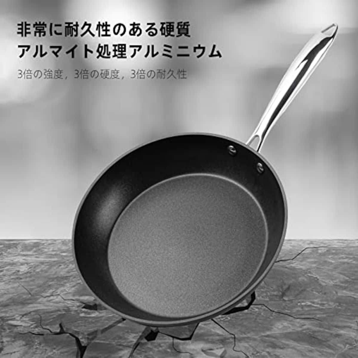  Fijinhom フライパン 28cm ih対応 焦げ付かない 5層コーティング 最高の耐久性 軽量 全て熱源対応 高熱効率 食器洗機対応 手入れが簡単 有害物質を含まない画像8 