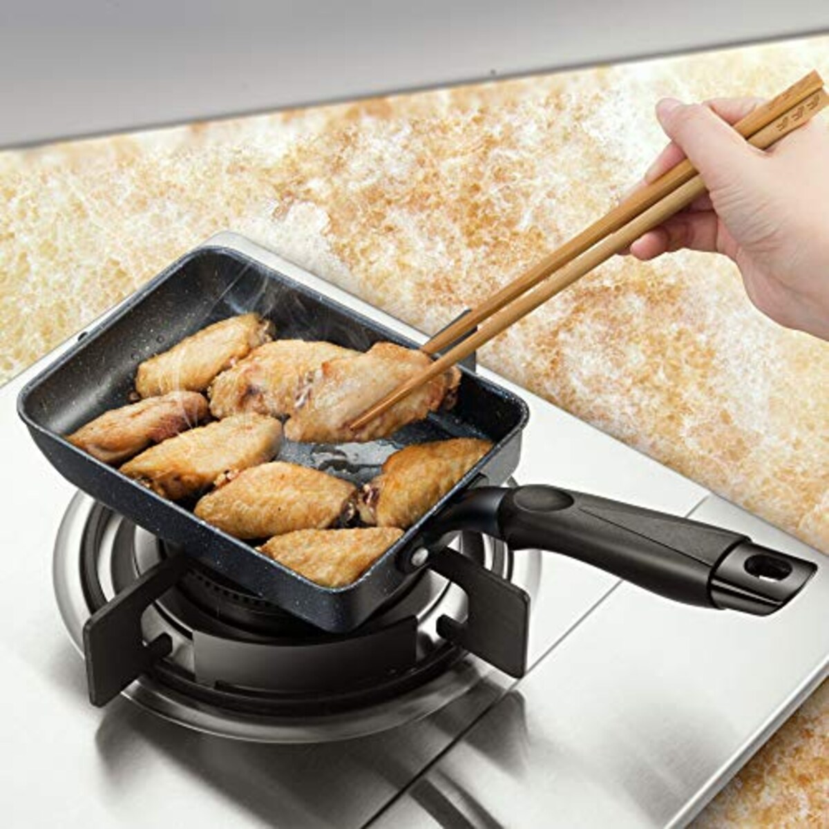  ＣＯＯＫＳＭＡＲＫ 卵焼き器 フライパン 13×18cm IH対応オール熱源対応 玉子焼き器 お弁当用 エッグパン フッ素加工 ブラック画像8 