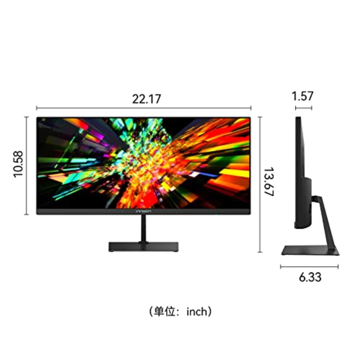  INNOCN 23.3型ワイドスクリーンモニター、21:9 FHD(2560×1080)ディスプレイ、99%sRGB、4000:1コントラスト比、HDMI、DP、ウルトラワイド、ブラック画像5 