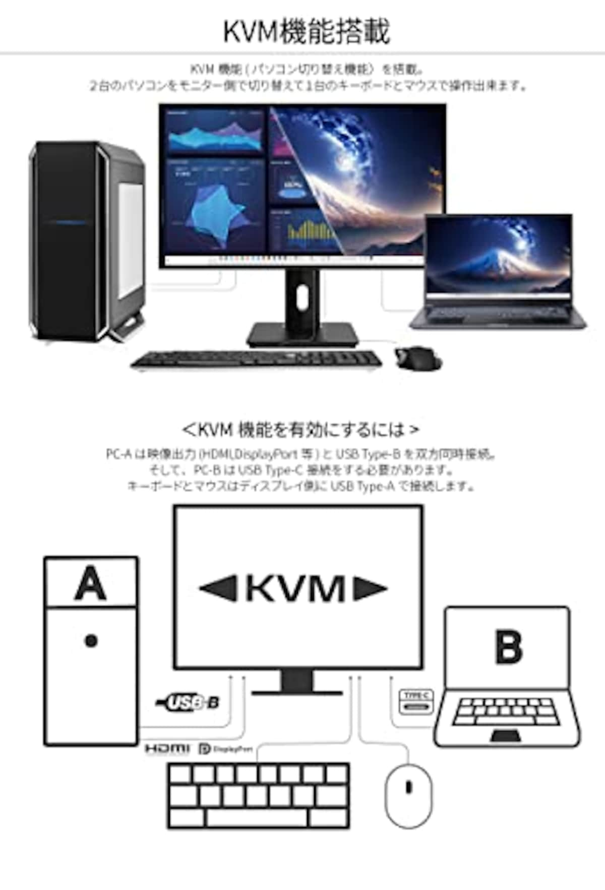  JAPANNEXT JN-27IPS4FLUHDR-C65W-HSP 27インチ IPS 4K(3840x2160) 液晶モニター 4辺フレームレス 昇降式スタンド採用 USB-C(最大65W給電)対応 HDMI DP KVM機能画像9 