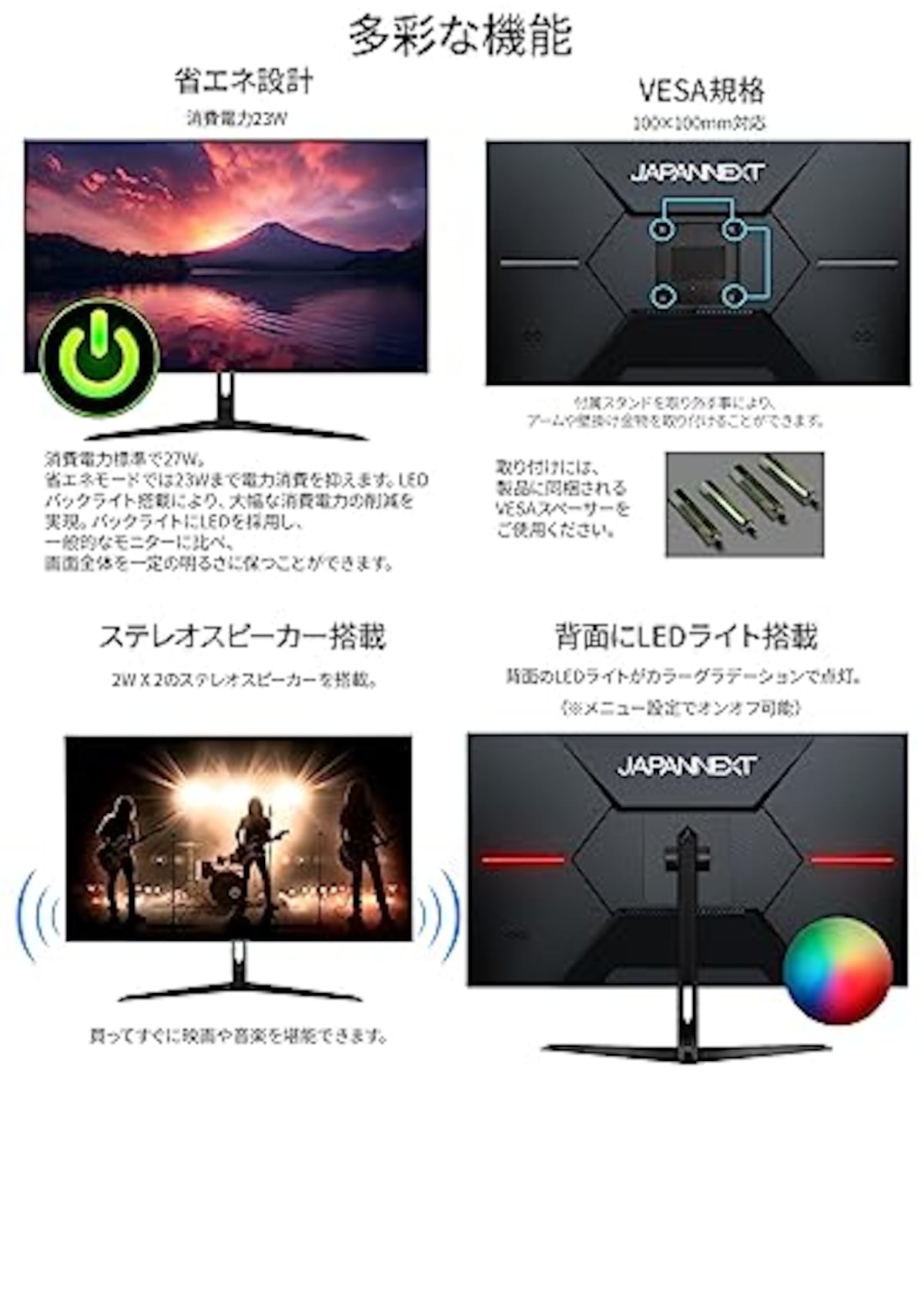  JAPANNEXT JN-27IPS4FLUHDR 27インチ IPS 4K(3840x2160) 液晶モニター 4辺フレームレス HDMI DP sRGB 99% DCI-P3 95% PBP/PIP機能対応画像8 