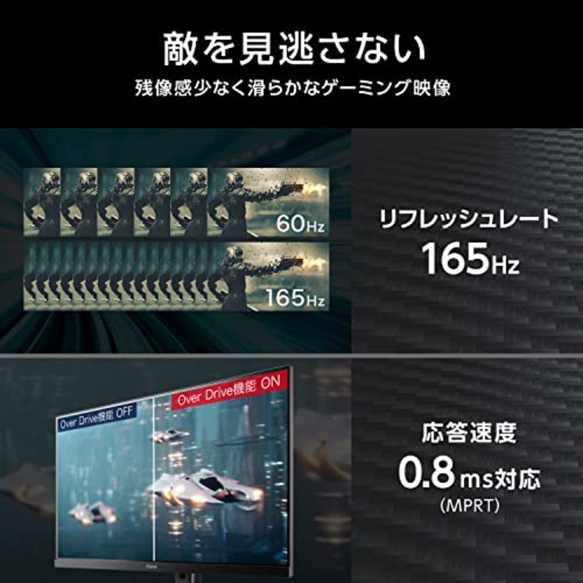  G-MASTER ゲーミング モニター ディスプレイ 27インチ 165Hz 0.8ms FAST IPS方式 フルHD 高さ調整 縦回転 HDMI Displayport USBハブ 全ケーブル付 3年保証 国内サポート iiyama GB2770HSU-B5画像2 