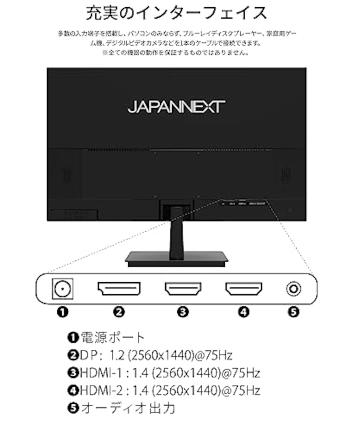  【Amazon.co.jp限定】JAPANNEXT 27インチ WQHD(2560 x 1440) 液晶モニター JN-i270WQHDR HDMI DP sRGB 100%画像5 