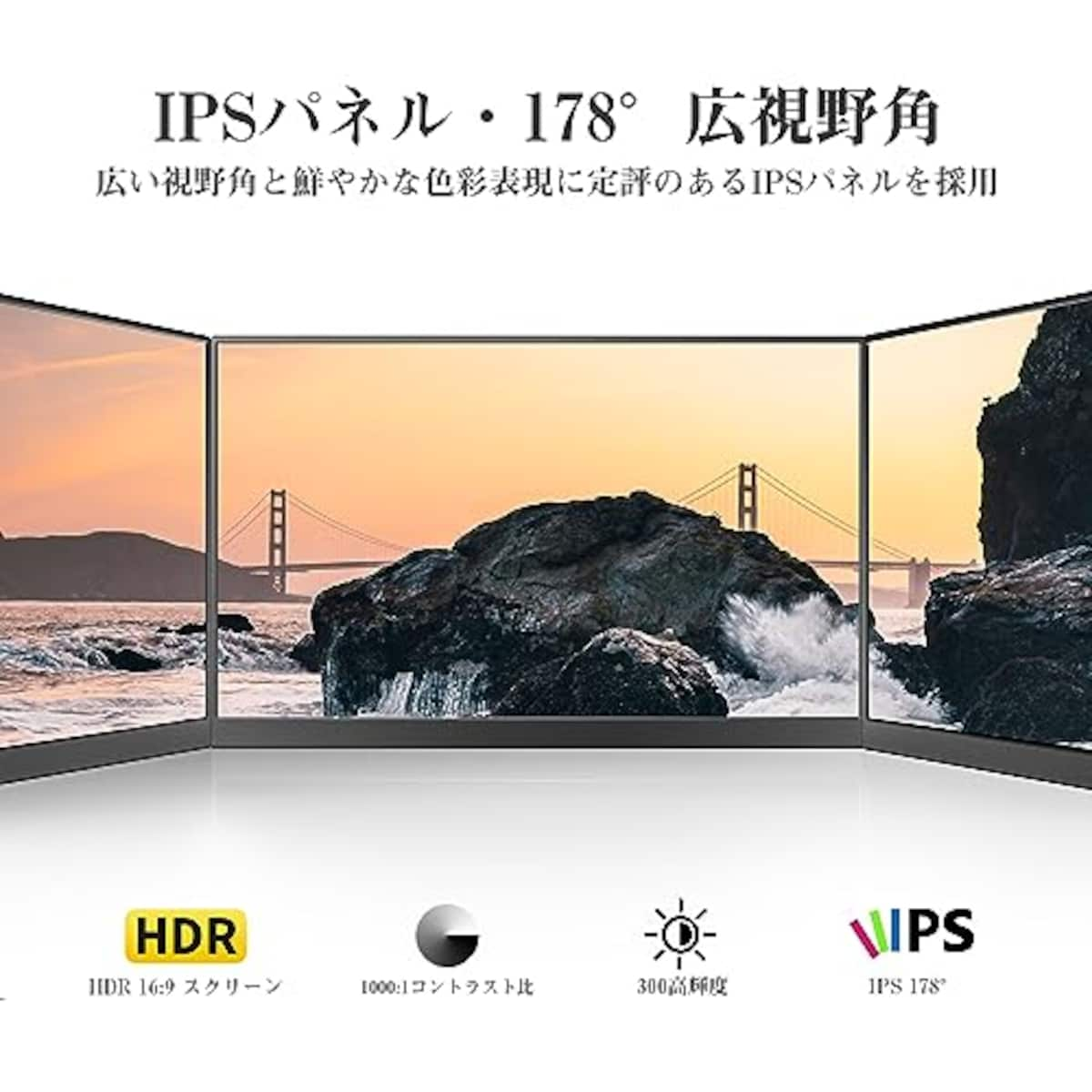  PONKLOIE モバイルモニター 15.6インチ モバイルディスプレイ ポータブル: ゲームモニター IPS液晶パネル 1920x1080FHD 持ち運び 軽量 薄型 USB C/mini HDMI付き スタンドカバー画像3 