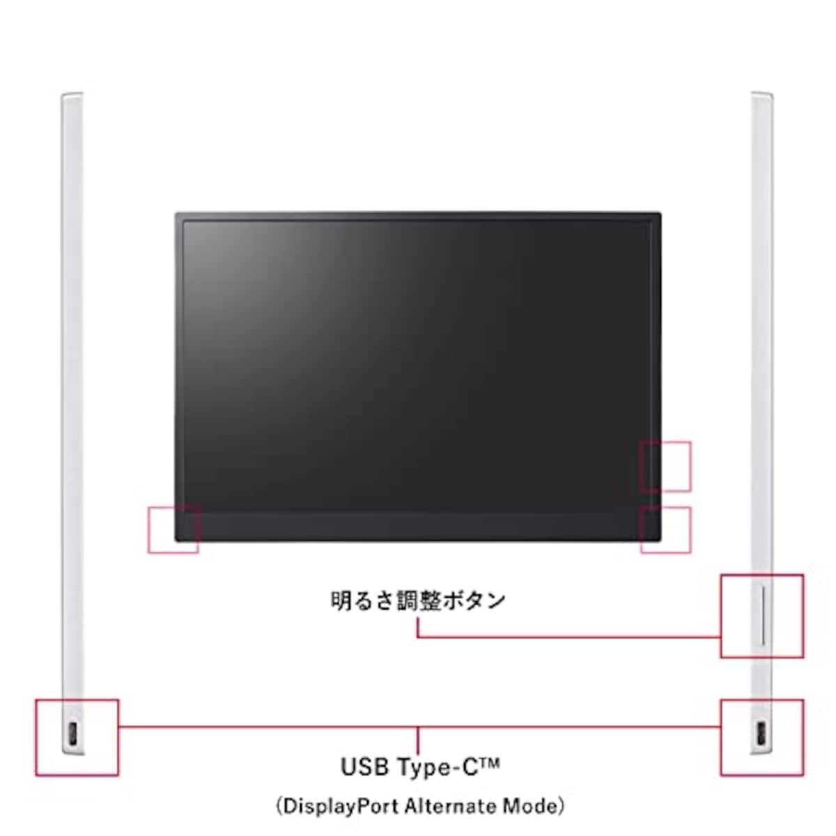  LG gram ＋view モバイルモニター/16型､WQXGA(2560×1600)､IPS/16：10/IPSパネル/ノングレア/USB Type-C×2(PD45Wまで)/16MR70画像6 