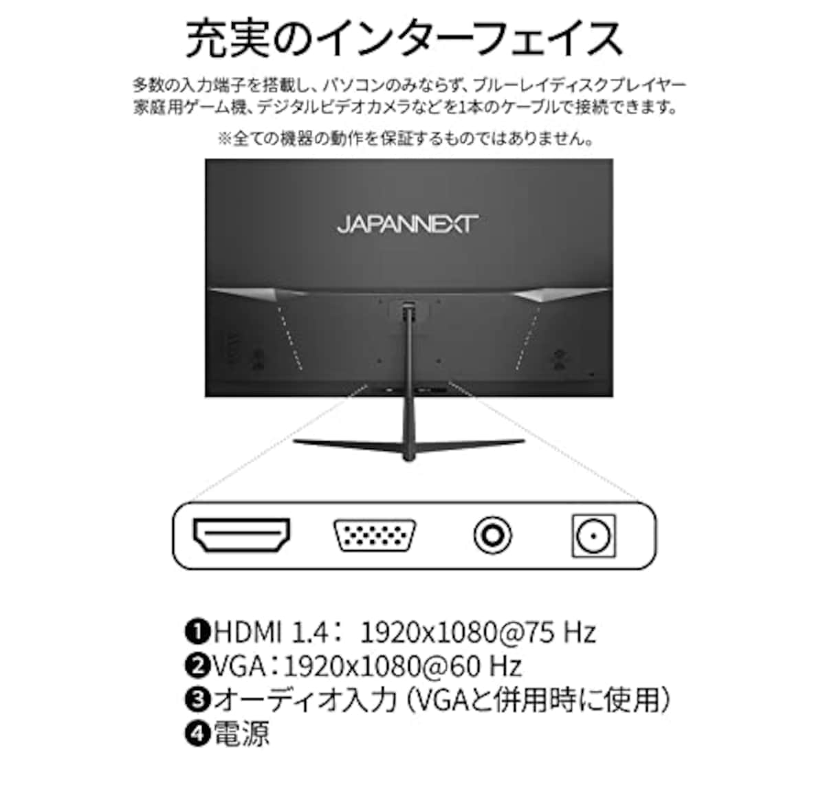  JAPANNEXT 32インチVAパネル搭載 フルHD液晶モニター JN-V32FLFHD HDMI VGA フレームレスデザイン画像5 