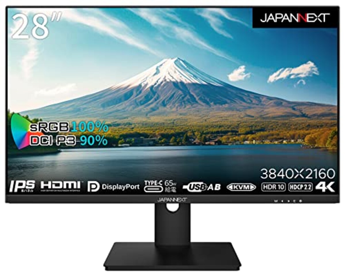 【Amazon.co.jp限定】JAPANNEXT 28型 IPS 4K液晶モニター USB Type-C(最大65W給電対応） JN-i282URC65W HDMI DP KVM機能 PIP/PBP機能対応 sRGB100% DCI-P3 90%