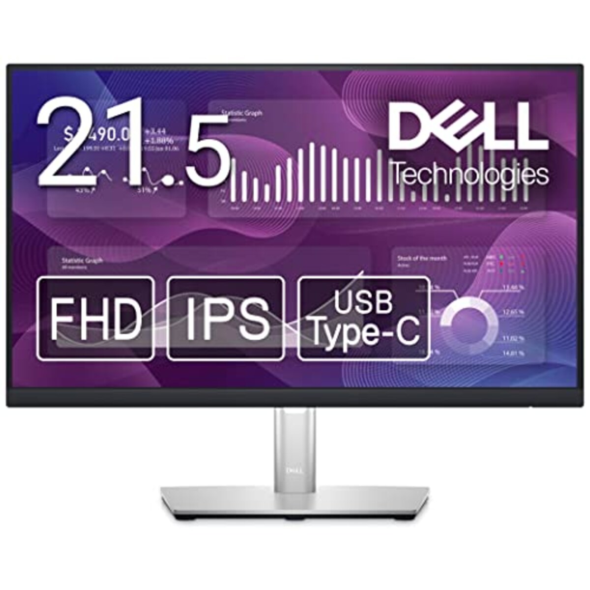 Dell P2223HC 21.5インチ USB-Cモニタ-(3年間無輝点交換保証/FHD/IPS 非光沢/USB-C HDMI DisplayPort/sRGB 99%/縦横回転 高さ調整)