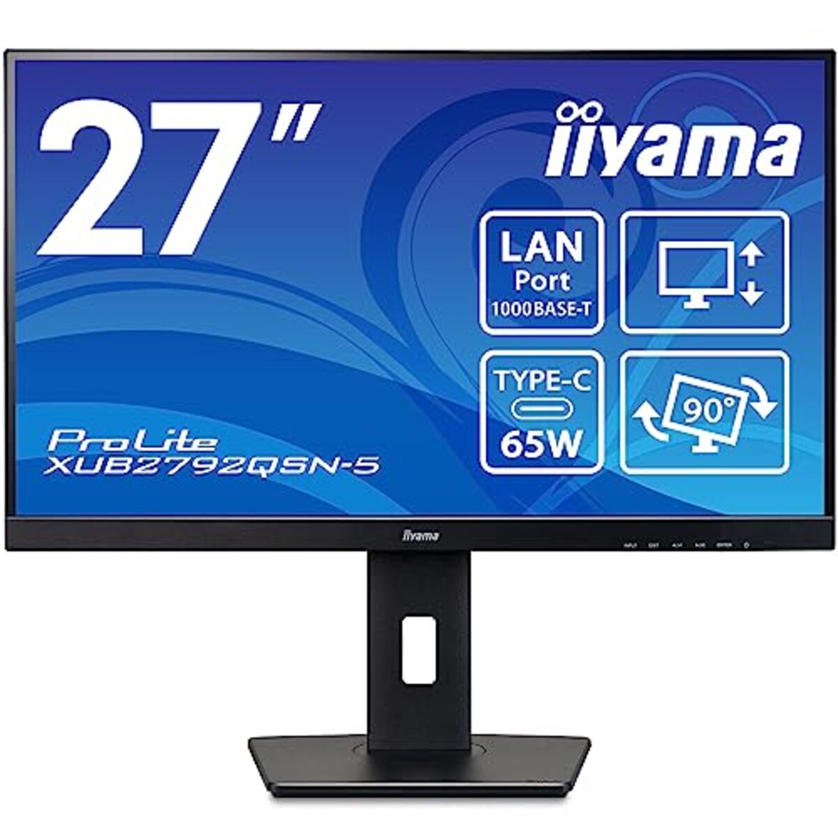 iiyama モニター ディスプレイ 27インチ WQHD USB Type-C IPS方式 高さ調整 角度調整 縦回転 HDMI DisplayPort LANポート 3年保証 国内サポート XUB2792QSN-B5