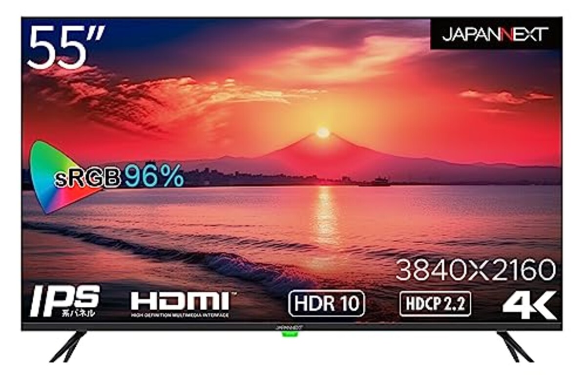 JAPANNEXT 55インチ 大型4K(3840x2160)液晶ディスプレイ JN-IPS5502TUHDR HDR対応 HDMI USB再生対応 サイネージ