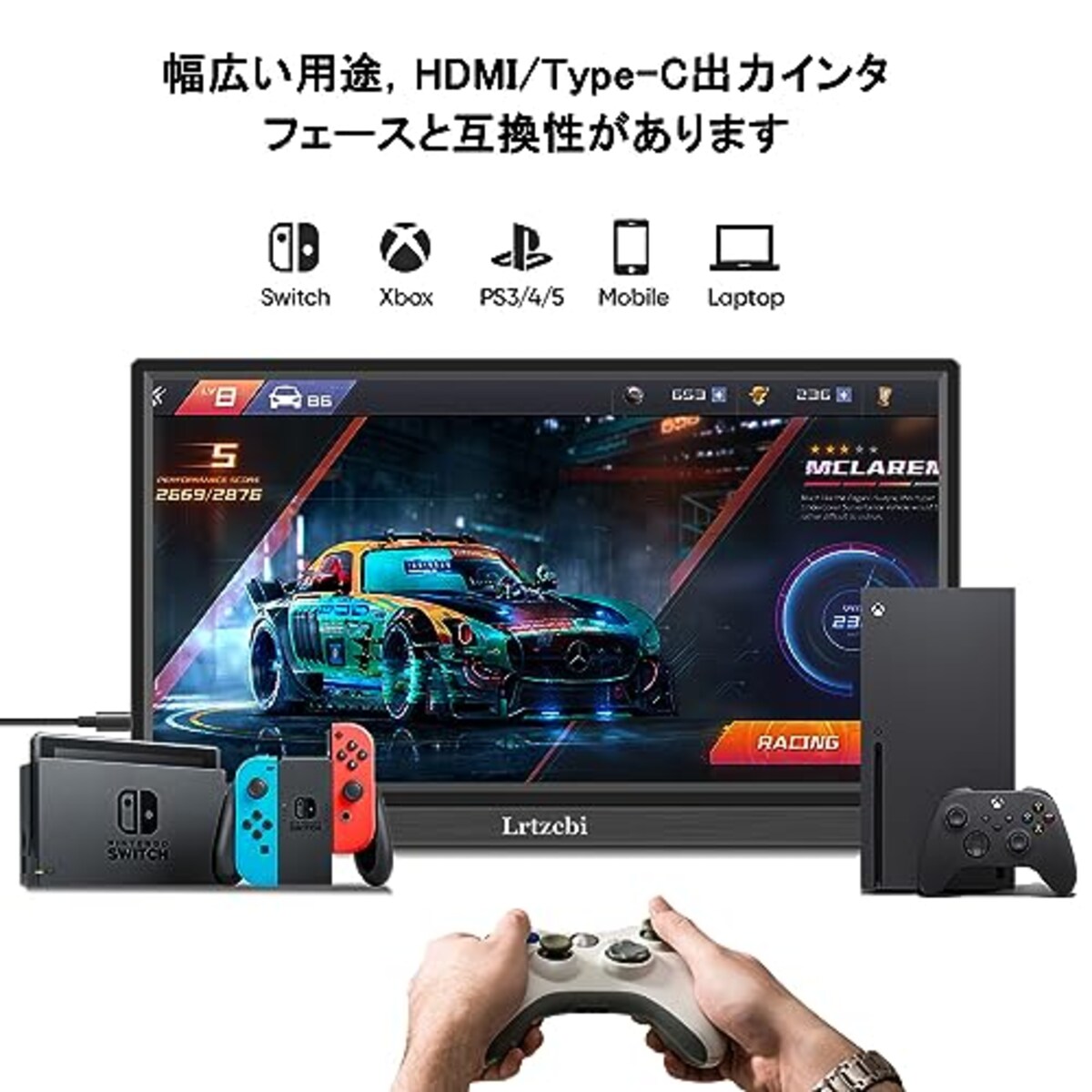  14インチHDRモバイルモニター Lrtzcbi 自立型 モバイルディスプレイタッチ機能非光沢IPSパネル1920x1080 薄型 軽量ポータブルモニター USB Type-C 標準HDMIポートPS4/XBOX/Switch/PC/Laptop/Macなど対応,スピーカー内蔵,VESA75*75mm対応画像8 