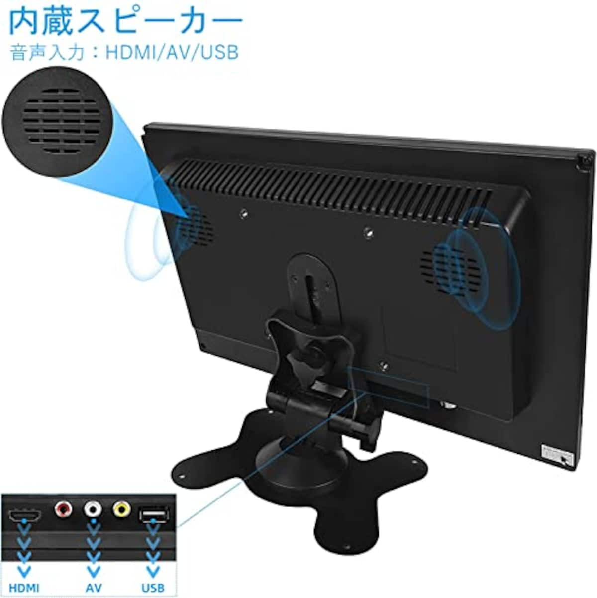  AISHICHEN 10.1インチ小型ディスプレイHDMIモニター 1024 x 600 スピーカー内蔵Raspberry Piディスプレイミニディスプレイ HDMIディスプレイ60 Hz 5 ms リモコン付きIPSスクリーンディスプレイ HDMI VGA AV BNC入力コンピュータディスプレイ画像3 