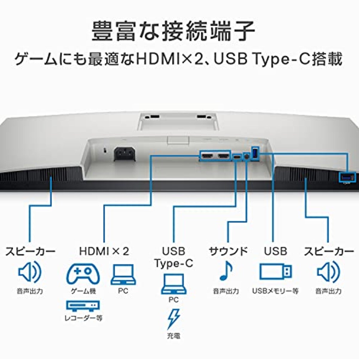  Dell S2722QC 27インチ 4K モニター (3年間無輝点交換保証/IPS非光沢/USB Type-C・HDMIx2/sRGB 99%/縦横回転・高さ調整/4ms/AMD FreeSync/スピーカー付)画像8 