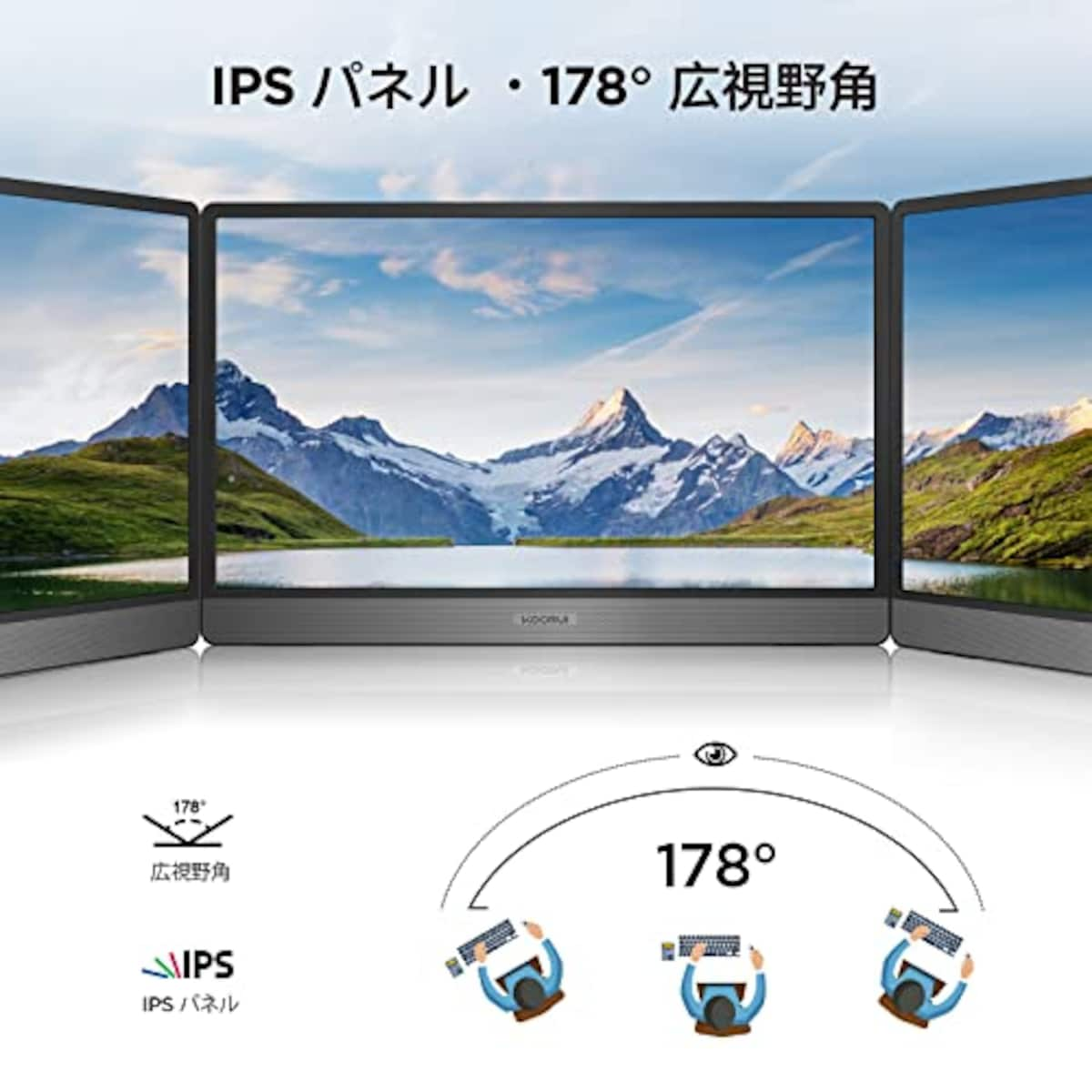  モバイルモニター - KOORUI 15.6インチ モバイルモニター ゲームモニター IPS液晶パネル 薄型 軽量 USB Type-C/MINI HDMI ポータブルモニター スピーカー内蔵 疲れ目軽減 PS4/PS5/Switch/XBOX/PC/Macなど対応 在宅業務 テレワーク ディスプレイ 15B1画像3 