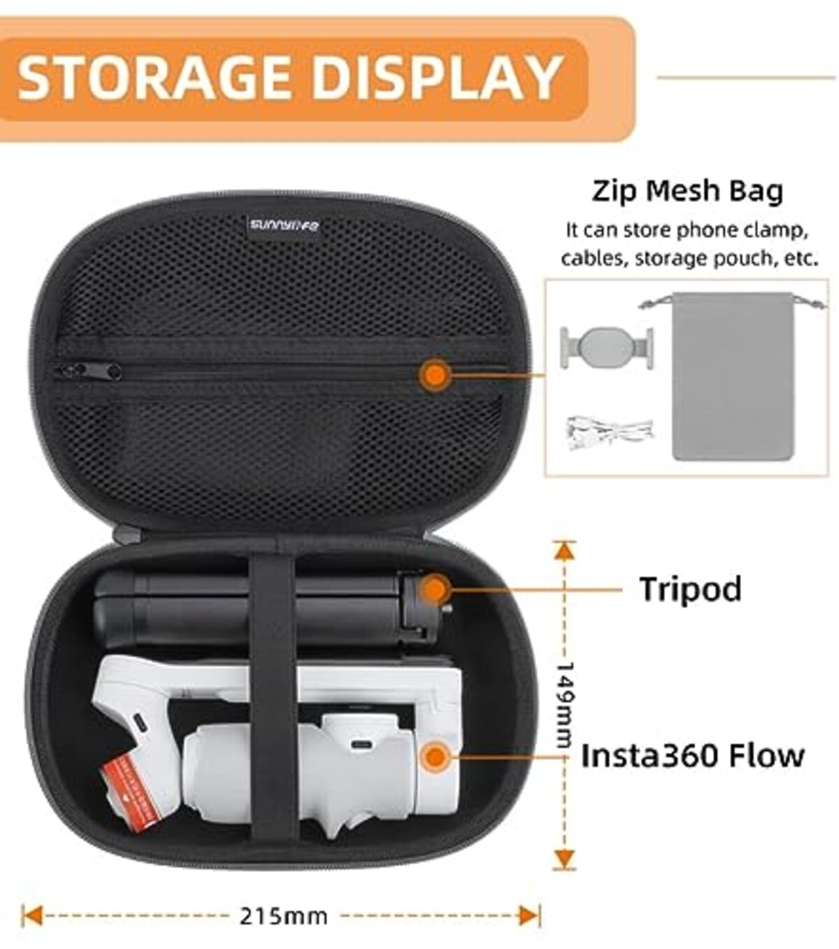  TMOM Insta360 Flowケース bag 収納ケース 耐衝撃 汚れ 旅行用 全面保護 軽量 携帯便利 DJI OM6/OM5/SE/OM4/OM4 SE 用 収納ケース Insta360 Flow アクセサリー画像5 