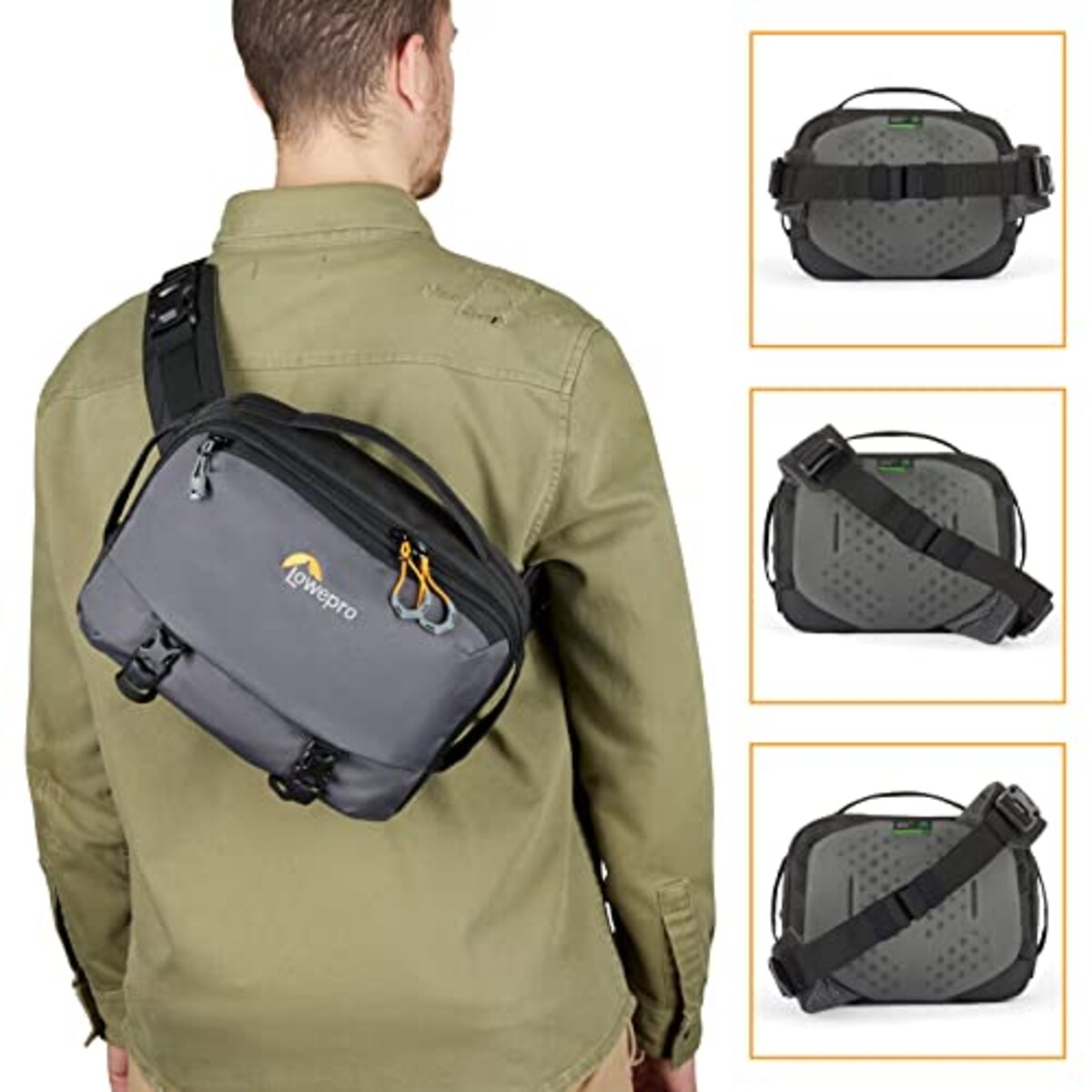  ロープロ(Lowepro) カメラバッグ スリングバッグ ウェストバッグ トレッカーライト SLX 120 GRL グレー 6.8L アウトドア グリーンライン サステナブル素材 ミラーレスカメラ LP37468-PWW画像5 