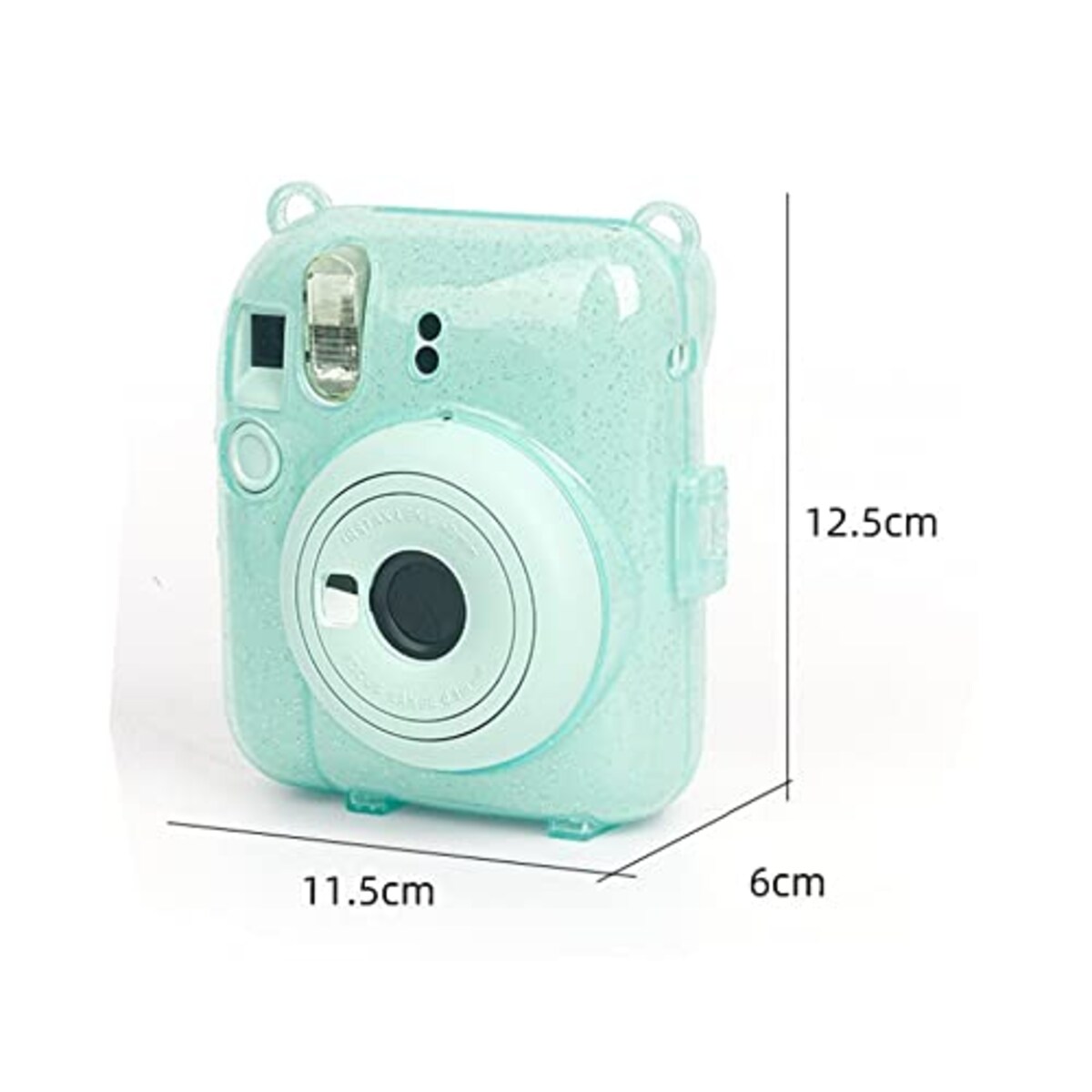  チェキ ケース Instax Mini 12用 カメラ ケース チェキ ケース mini 12 チェキ 保護 カバー 透明 収納 チェキ ケース ショルダーストラップ付き ステッカー付き 3点セット かわいい おしゃれ (ブルー)画像3 