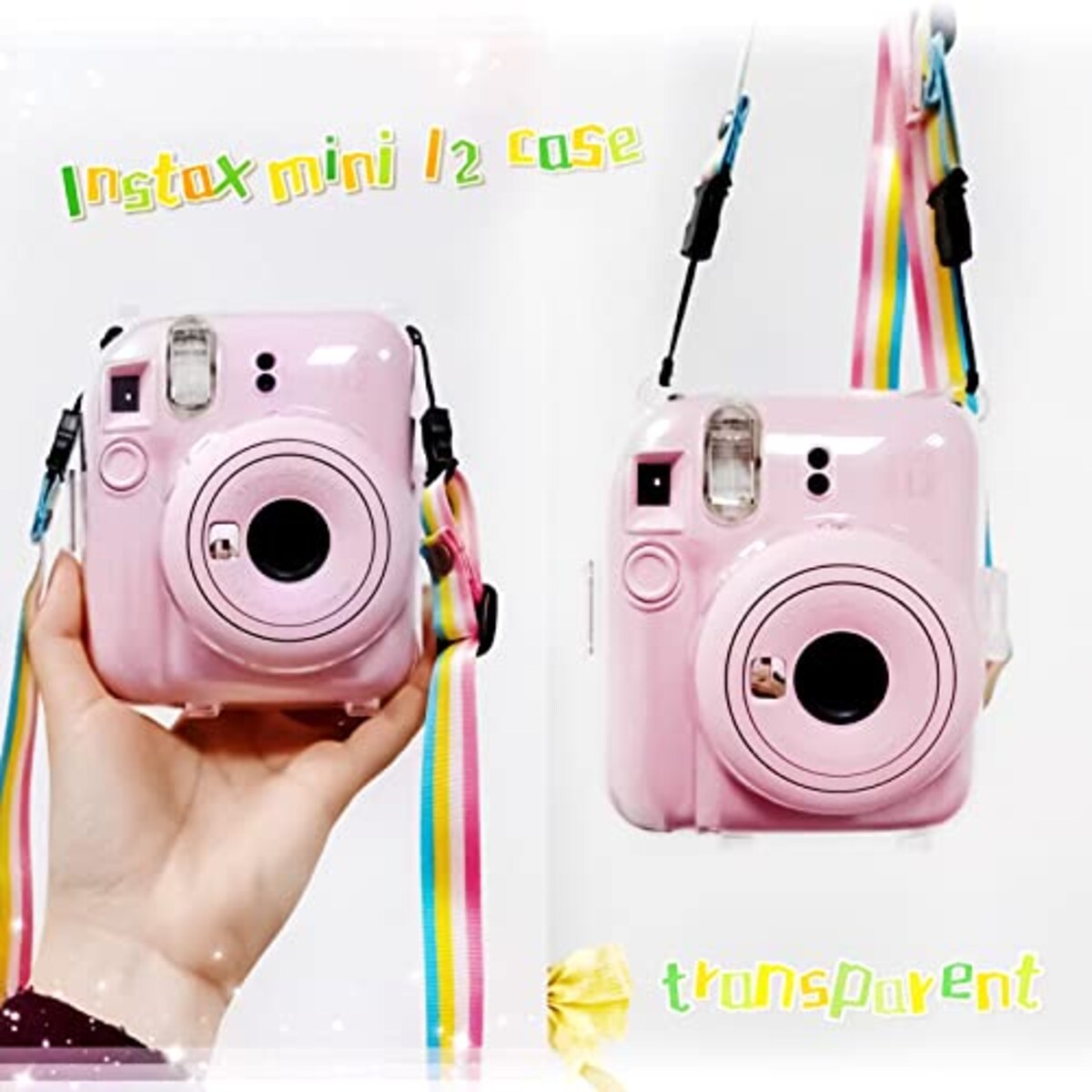  kinokoo instax mini 12 カメラケース、Fujifilm チェキ INSTAX mini 12用 カメラケース チェキケース ショルダーストラップ付(ピンク)画像3 