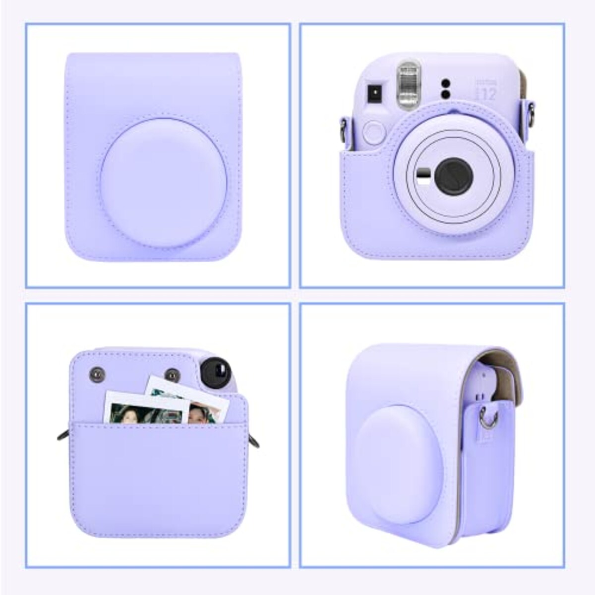  kinokoo instax mini 12 ケース、Fujifilm チェキ INSTAX mini 12 カメラケース チェキケース マグネットで開け ショルダーストラップ付(Purple)画像4 