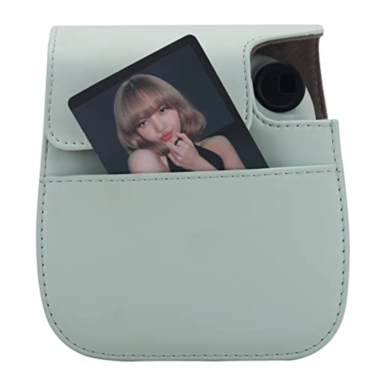  チェキケース instax mini 12/11/8/8+/9 用 カメラケース mini12 11 CAMERA CASE Fujifilm チェキ 保護ケース ショルダーストラップ付き PUレザー(Green)画像3 