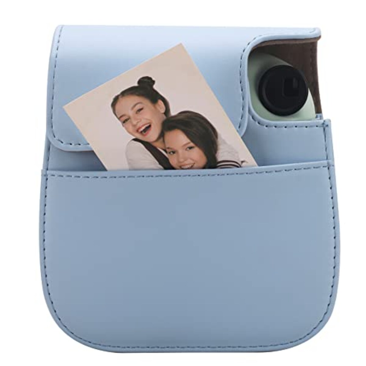  チェキケース instax mini 12/11/8/8+/9 用 カメラケース mini12 11 CAMERA CASE Fujifilm チェキ 保護ケース ショルダーストラップ付き PUレザー(Blue)画像3 