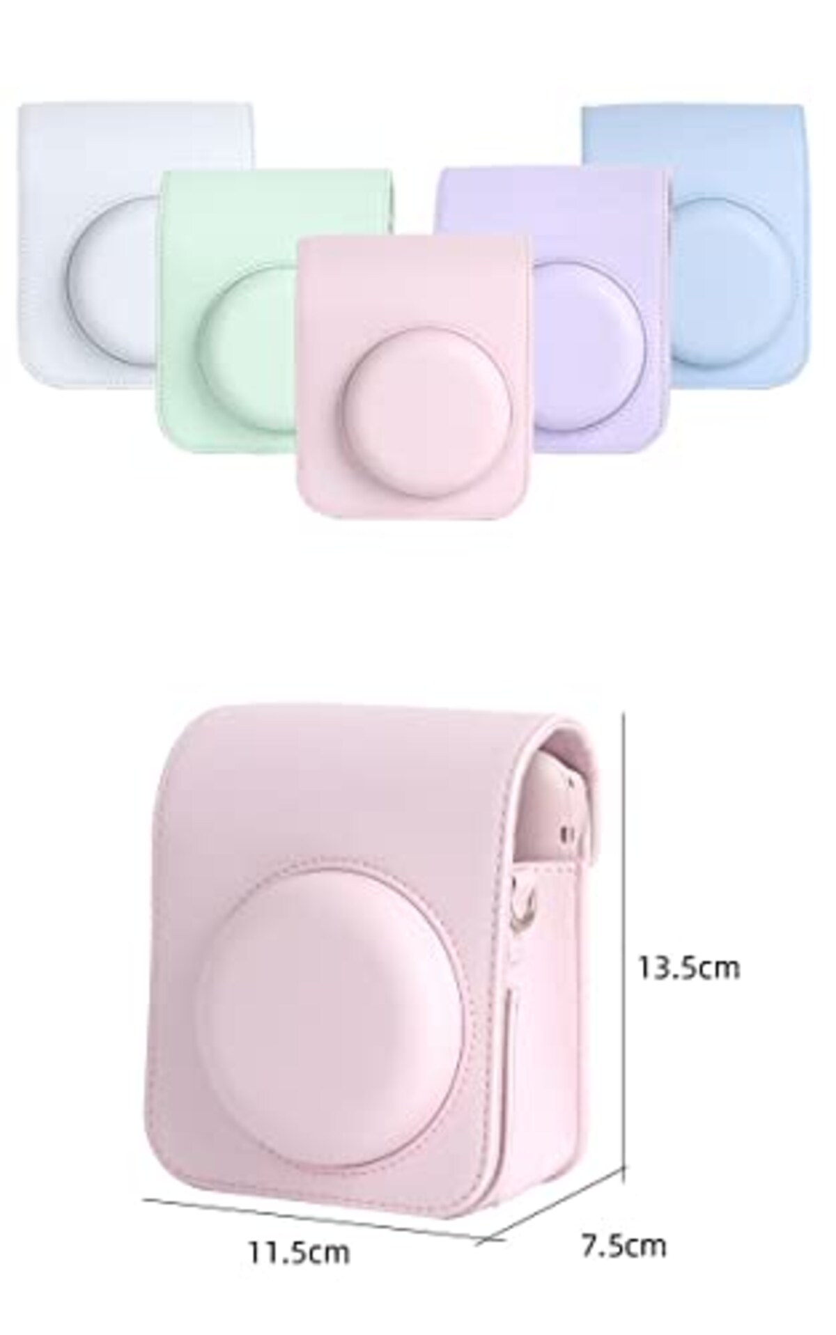  【KOOLRIVER】instax mini 12用 ケース カバー ショルダーストラップ付き PUレザー レディース 肩掛け カメラバッグ カメラケース 富士 FUJIFILM用 チェキケース インスタックスミニ12 チェキ ソフトケース 長さ調節可能(ホワイト)画像2 