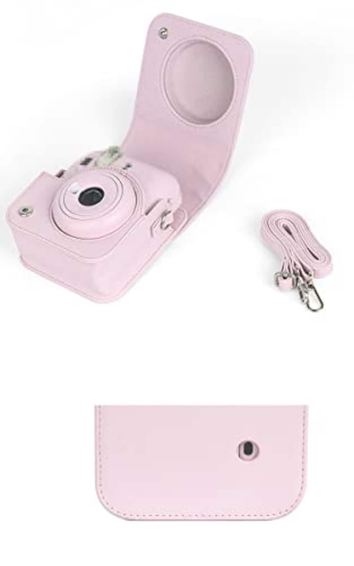  【KOOLRIVER】instax mini 12用 ケース カバー ショルダーストラップ付き PUレザー レディース 肩掛け カメラバッグ カメラケース 富士 FUJIFILM用 チェキケース インスタックスミニ12 チェキ ソフトケース 長さ調節可能(ホワイト)画像4 