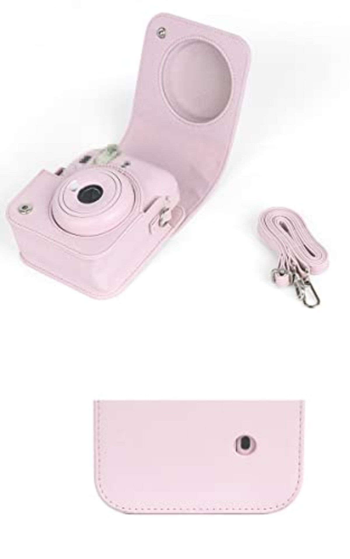  【KOOLRIVER】instax mini 12用 ケース カバー ショルダーストラップ付き PUレザー レディース 肩掛け カメラバッグ カメラケース 富士 FUJIFILM用 チェキケース インスタックスミニ12 チェキ ソフトケース 長さ調節可能(ライトパープル)画像4 