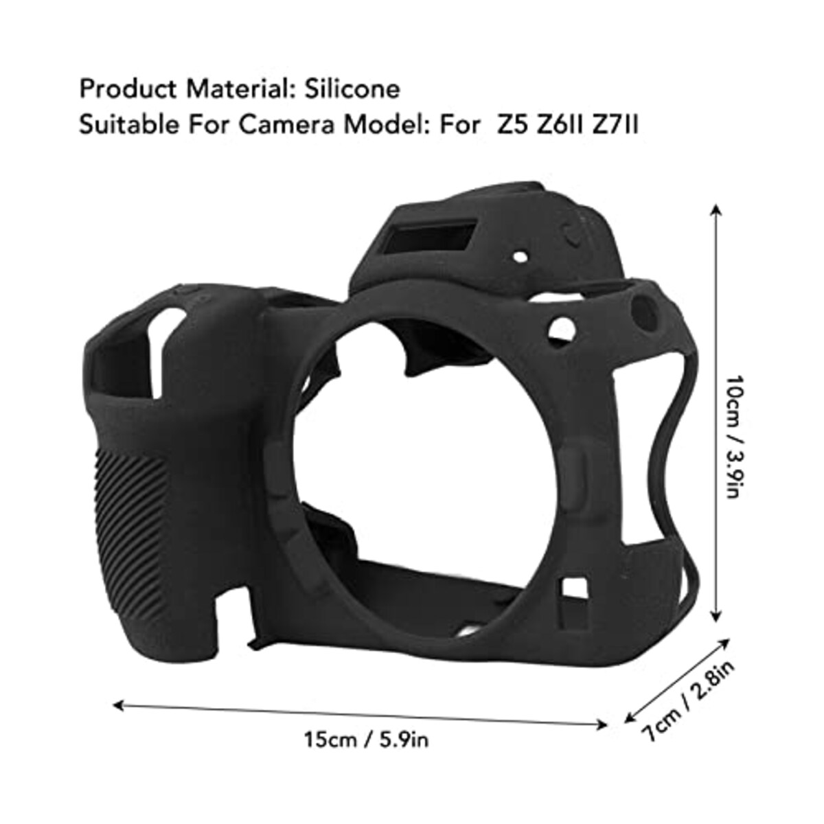  Z5 Z6II Z7II用カメラシリコンケース、ミラーレスカメラ滑り止め耐衝撃保護カバー、 Z5 Z6II Z7II用 (黒)画像6 