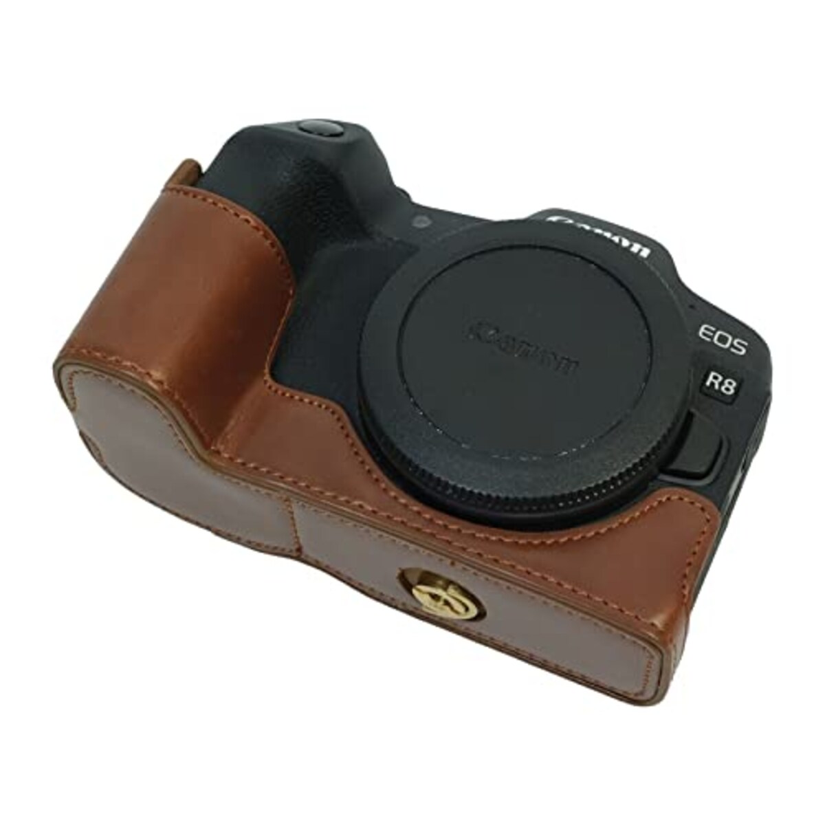  Rieibi Canon EOS R8 ケース、eos r8カメラケース eos r8ボディケース PUレザーカメラハーフケース バッテリー交換可能 三脚設置でき 開閉自由 ベースを保護でき ４色展開 PUレザー EOS R8 保護カバー ハーフケース eos r8 ハーフケースアウトドア撮影用 (ブラウン)画像3 