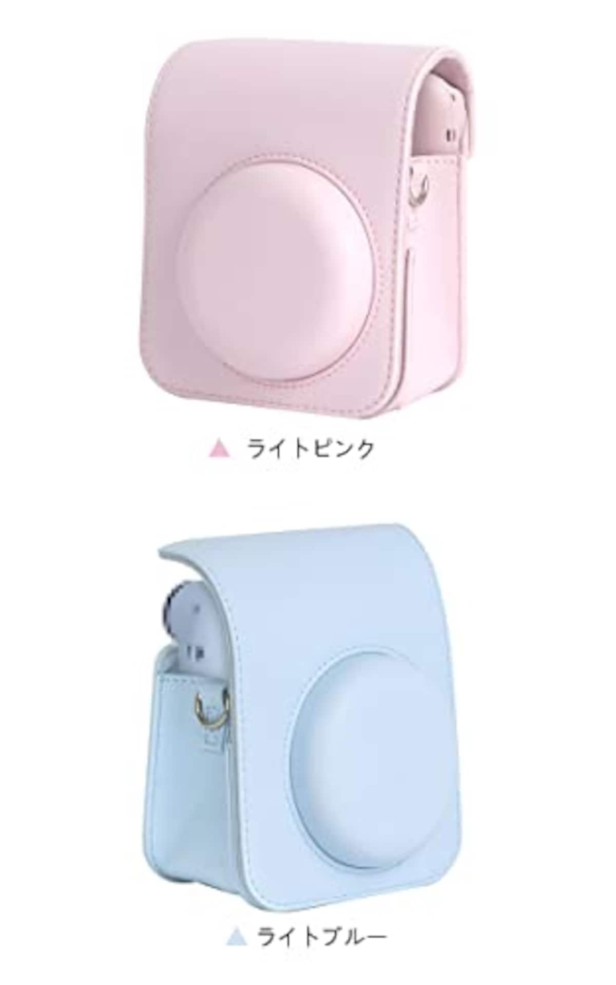  【KOOLRIVER】instax mini 12用 ケース カバー ショルダーストラップ付き PUレザー レディース 肩掛け カメラバッグ カメラケース 富士 FUJIFILM用 チェキケース インスタックスミニ12 チェキ ソフトケース 長さ調節可能(ライトピンク)画像6 