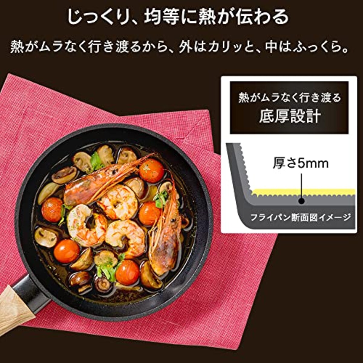  アイリスオーヤマ IH 対応 フライパン 20cm スキレットコートパン ブラック SKL-20IH画像6 