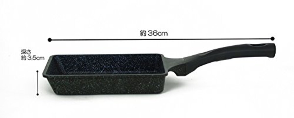  タフコ(Tafuco) 卵焼き器 フライパン 幅15×奥行36×高さ4.5cm ガス火専用 軽量 ダイヤモンドマーブルコーティング ブラック F-7113画像4 