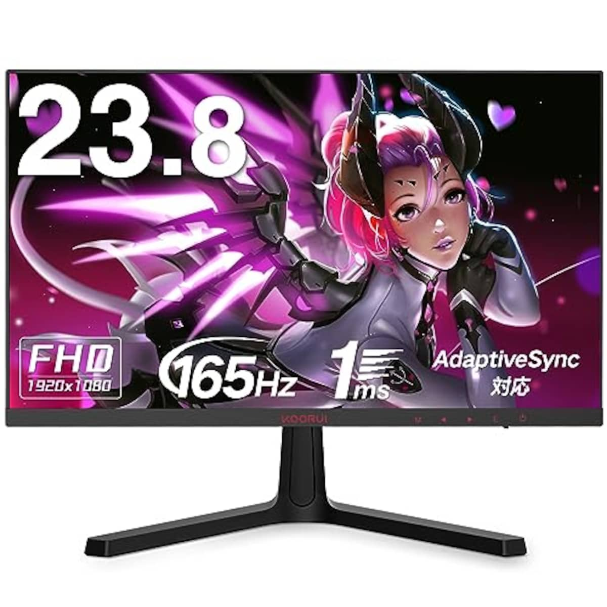 KOORUI ゲーミングモニター 23.8インチ FHD 1080p 165Hz 1ms VAパネル (AdaptiveSync/HDMI×2/DisplayPort/傾き調整/DCI-P3/ 広い視野角/スピーカー非搭載) 24E4