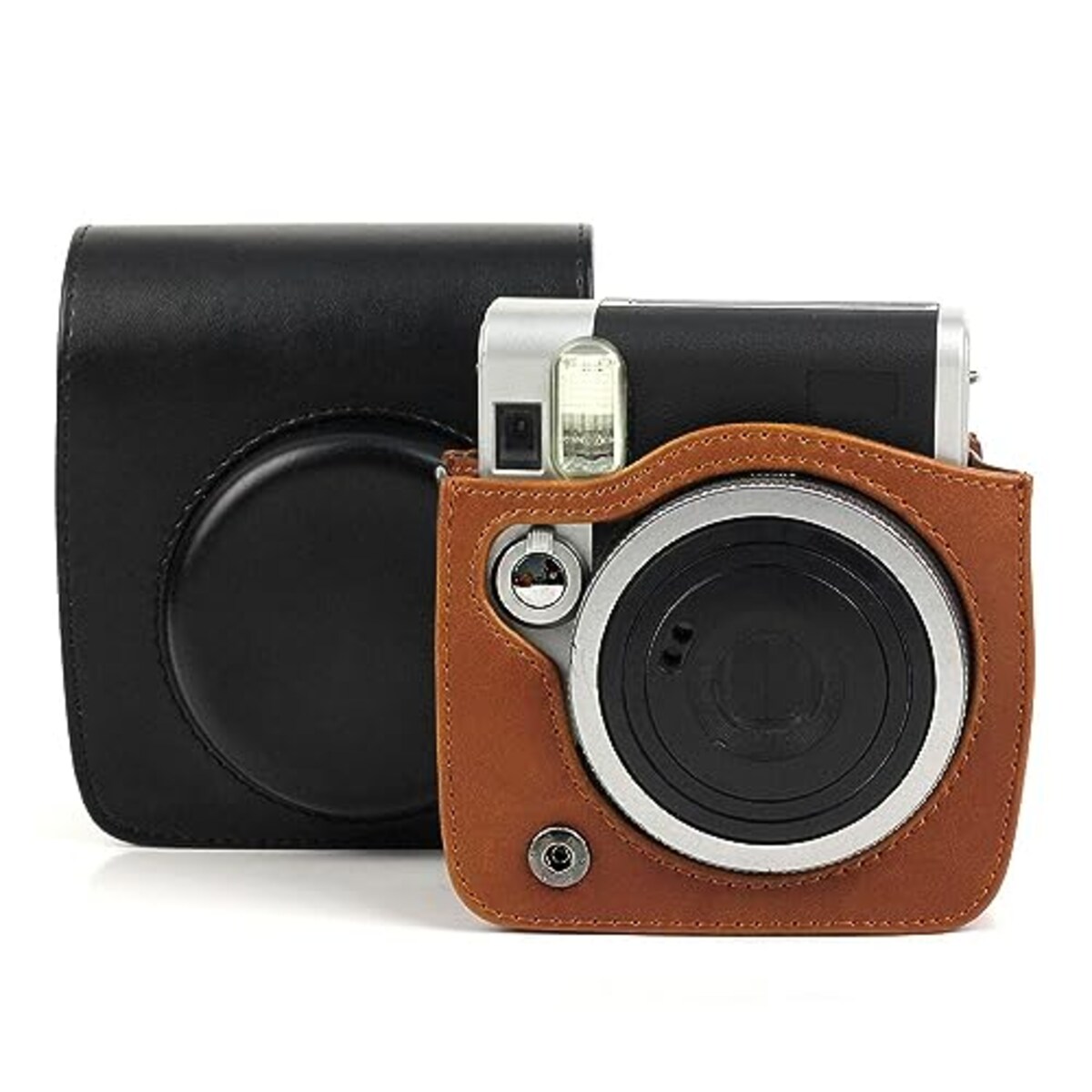  For Instax Instax mini90 ケース Instax mini90 用 チェキ ケース Instax mini90 対応 カメラケース チェキ保護カバー チェキケース For Instax mini 90 ケース ショルダーストラップ付き ケース チェキ カバー かわいい PU (ブラック)画像5 