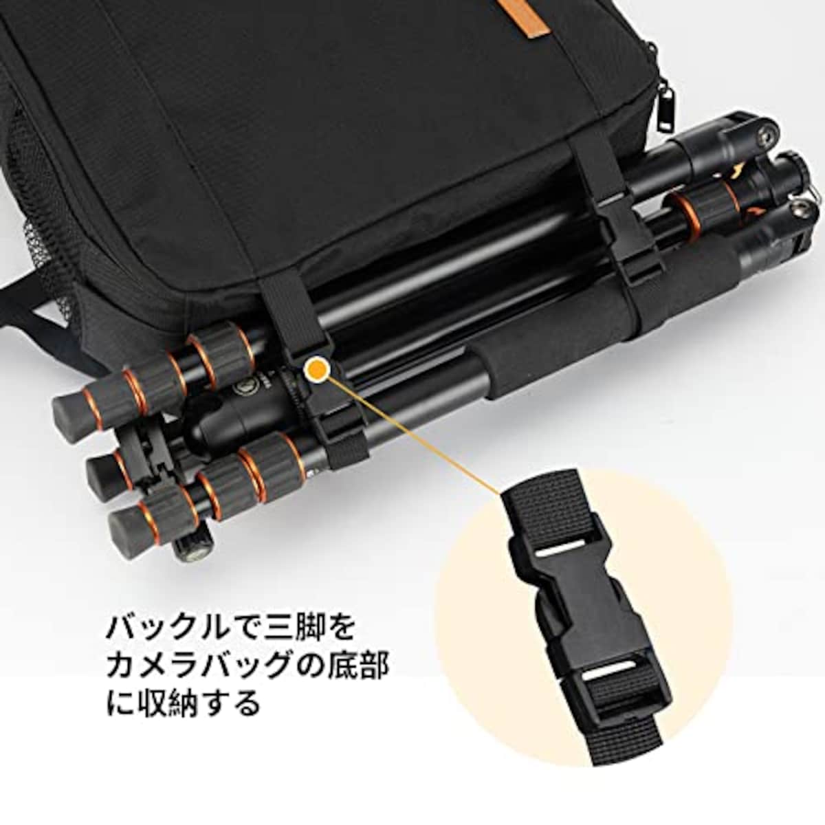  TARION カメラバッグ 軽量 コンパクト 十分な容量 三脚収納 カメラバックパック レインカバー付き カメラリュック 一眼レフカメラバッグ リュック カメラ/ドローンなど適用 ブラック TBM画像3 
